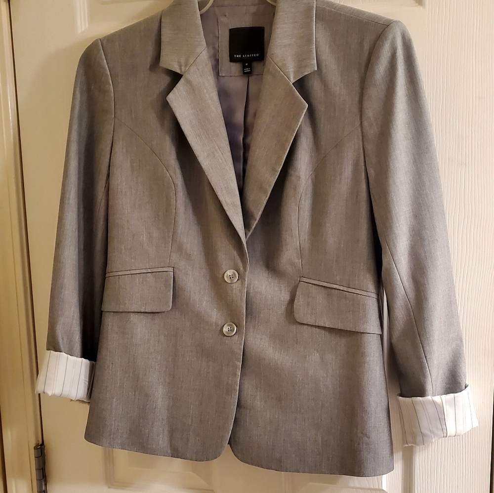 NWOT- The Limited Light Gray Blazer with White Accents